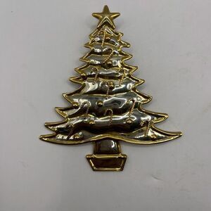 Large Christmas Tree, brooch or pendant in gold and silver tone.